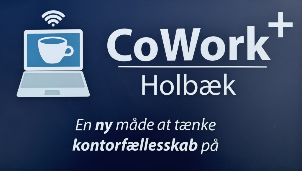 CoWorkPlus Holbæk — facadeskilt